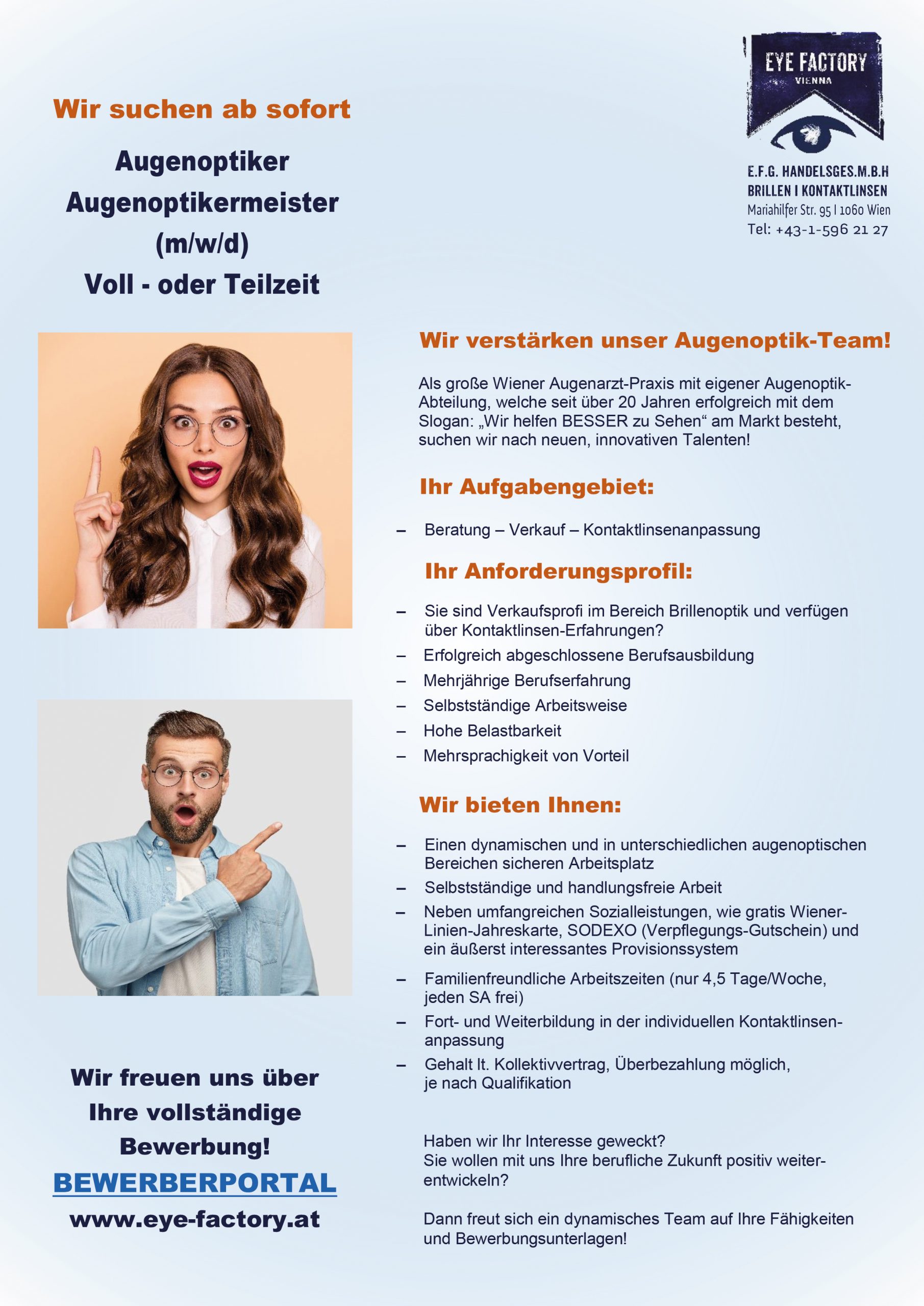 Bewerbung AugenoptikerIn